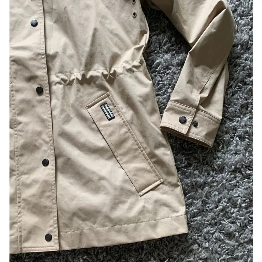 NEW NWOT Hunter Adela Cinched Waist TAN Rain Jacket Coat sz S